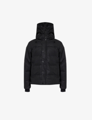 Canada Goose Mens Carbon Melange Macmillan Brand-patch Relaxed-fit Recycled-wool Blend-down Hooded P