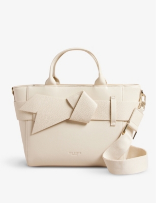 Ted Baker Womens Ecru Jimsa Bow-detail Faux-leather Bag