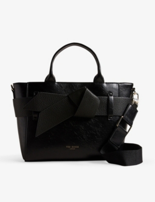 Ted Baker Womens Jet-black Jimsa Bow-detail Faux-leather Bag