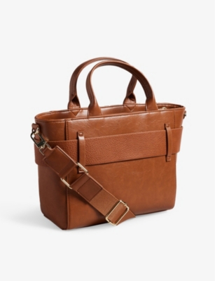 Shop Ted Baker Women's Tan Jimsa Bow-detail Faux-leather Bag