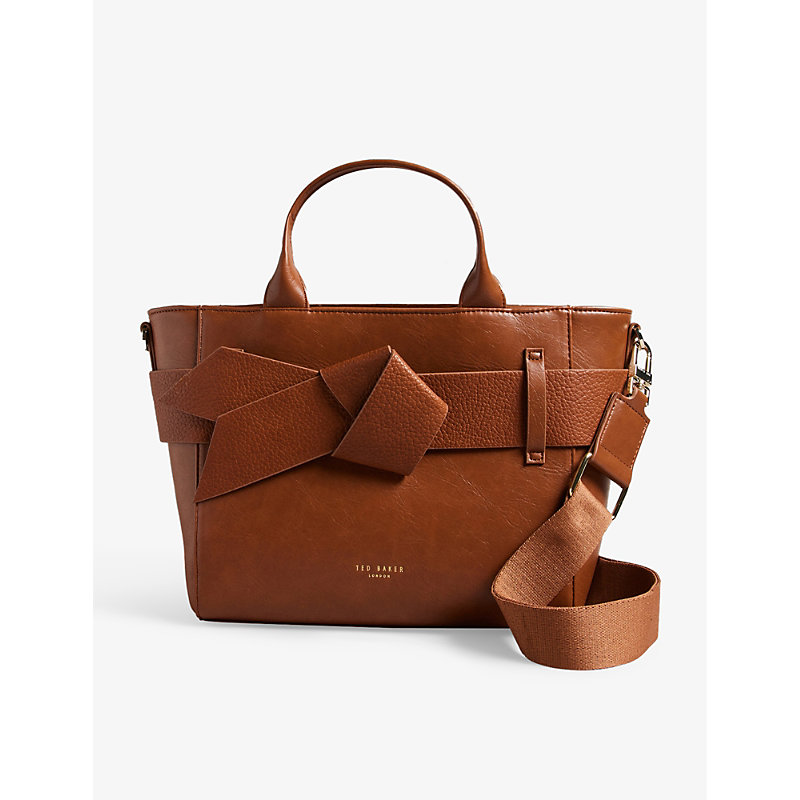 Ted Baker Womens Tan Jimsa Bow-detail Faux-leather Bag