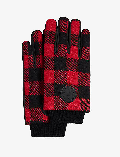 TED BAKER: Karrl logo-patch checked woven gloves