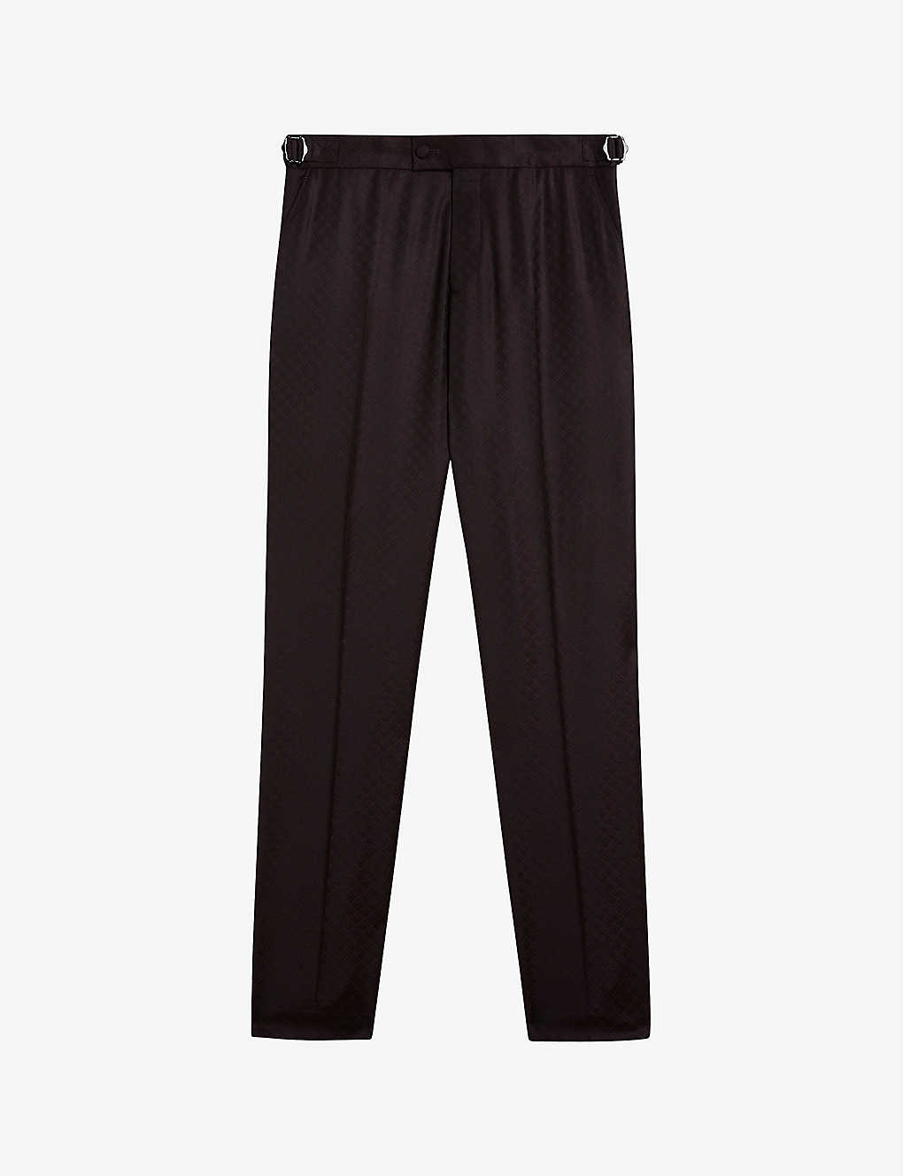 Ted Baker Ythan Diamond-print Regular-fit Straight-leg Stretch-wool Trousers In Black