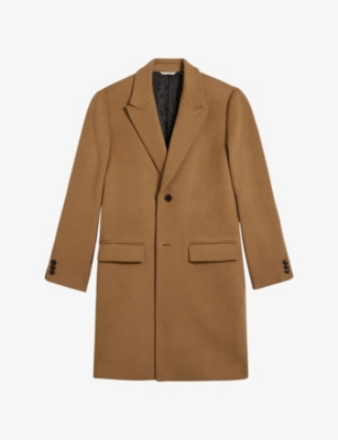Ted Baker Raydon Single Breasted Wool Coat In Camel