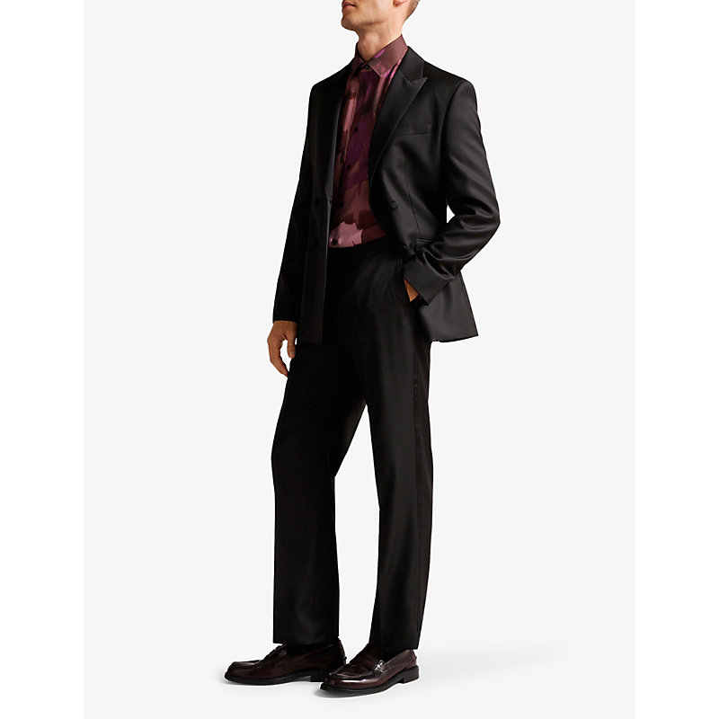 Shop Ted Baker Men's Black Lagant Slim-fit Wool And Silk-blend Trousers