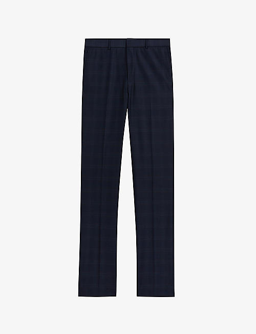 TED BAKER: Meraets check-print slim-fit wool-blend trousers