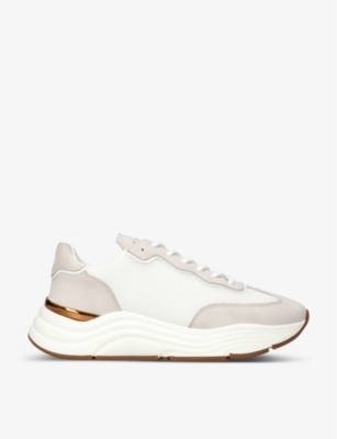 MALLET MALLET MENS WHITE PACKINGTON PANELLED NUBUCK LEATHER AND MESH TRAINERS,60205682