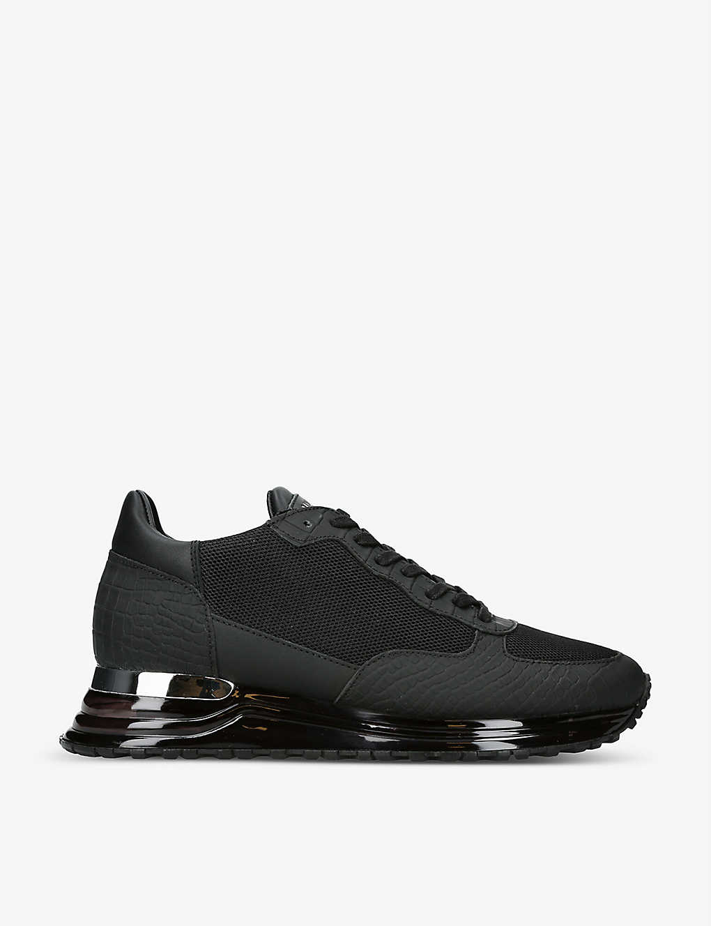 Mallet Popham Croc Midnight Sneakers In Black