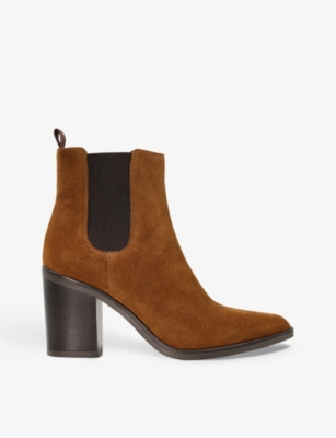 DUNE: Prea block-heel suede western-style Chelsea boots