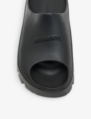 Allsaints Eclipse Logo-embossed Rubber Sliders In Black