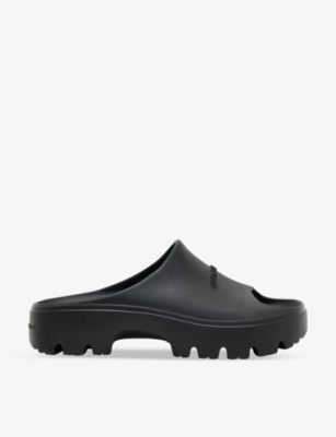 Allsaints Eclipse Logo-embossed Rubber Sliders In Black