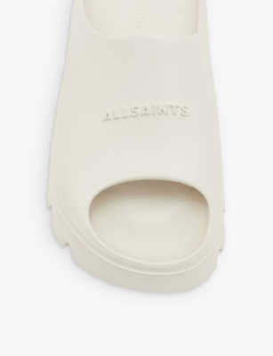 Shop Allsaints Eclipse Logo-embossed Rubber Sliders In Chalk White