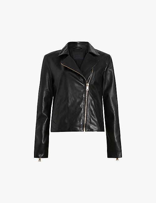 ALLSAINTS: Vela cropped leather biker jacket