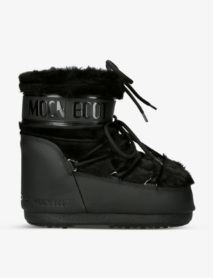 MOON BOOT: Icon Low logo-print faux-fur snow boots