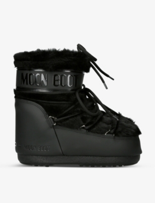 MOON BOOT - Icon Low logo-print faux-fur snow boots | Selfridges.com