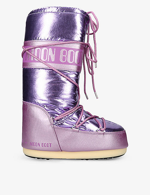 MOON BOOT: Icon logo-print metallic nylon snow boots