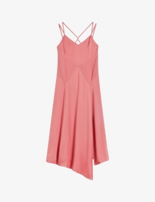 TED BAKER - Odinne panel-detail woven asymmetric-hem slip dress