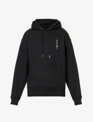 Street graphic-print ribbed-trim organic cotton-blend hoody