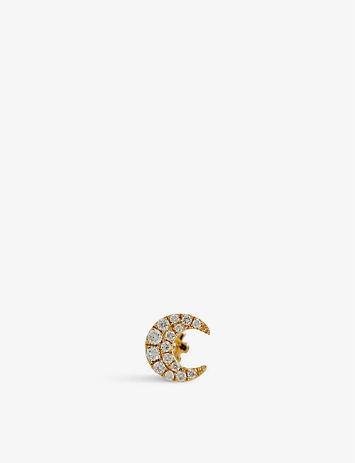 MARIA TASH: Diamond Moon 14ct yellow-gold and diamond earring