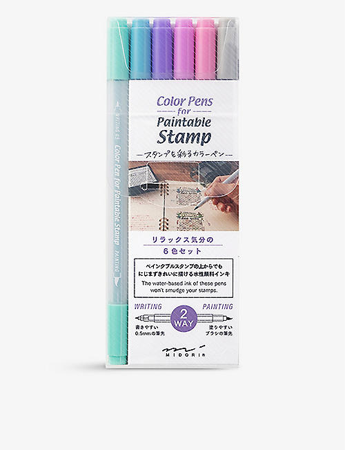 MIDORI: Relax colour pens for paintable stamp pack of six
