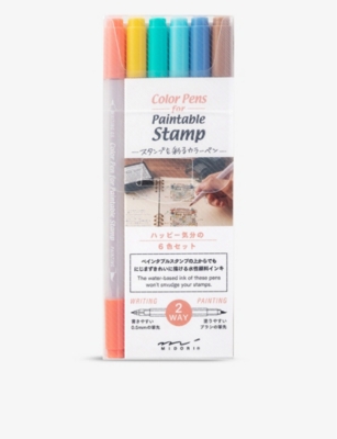 MIDORI: Colour pens for paintable stamp pack of six
