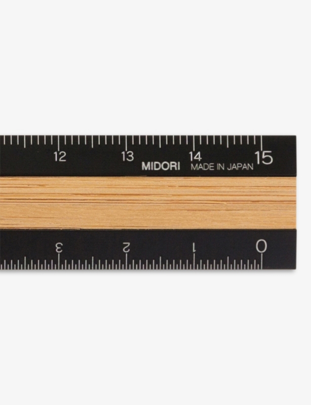 Aluminium and bamboo ruler 15cm