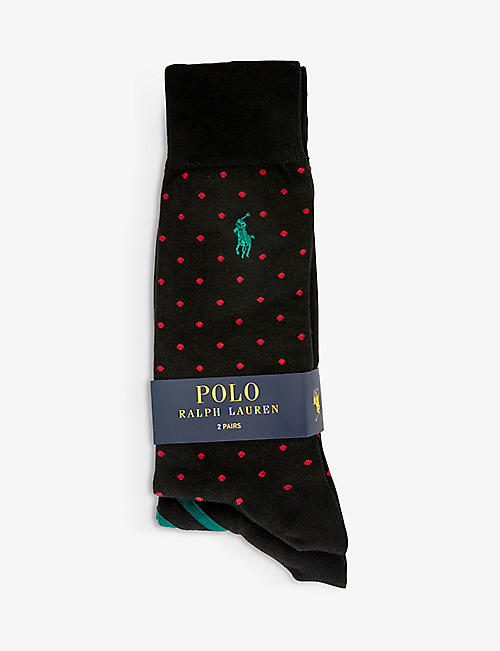 POLO RALPH LAUREN: Assorted cotton-blend pack of two socks