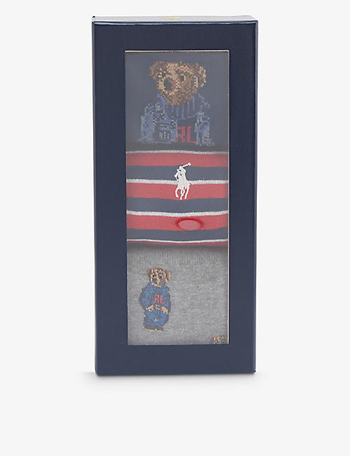 POLO RALPH LAUREN: Logo-embroidered cotton-blend socks pack of three