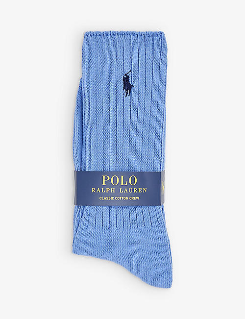POLO RALPH LAUREN: Logo-embroidered ribbed stretch-cotton blend socks