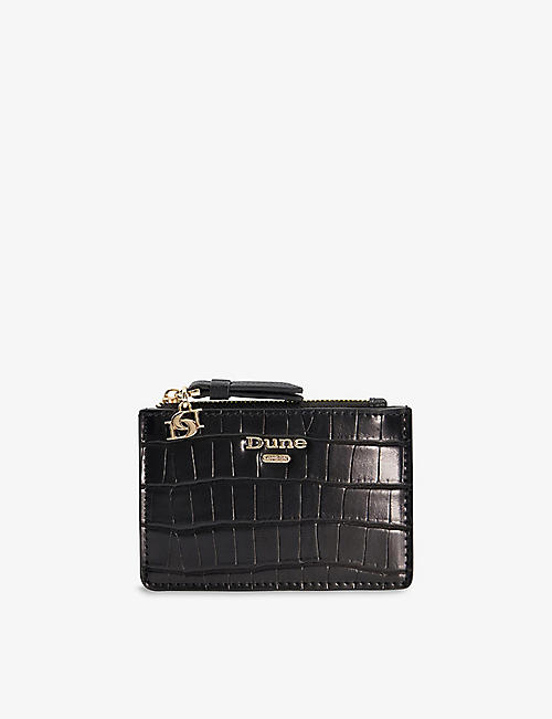 DUNE: Knoxville croc-embossed charm-detail faux-leather card holder