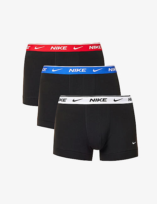 NIKE: Logo-waistband mid-rise pack of three stretch-cotton trunks