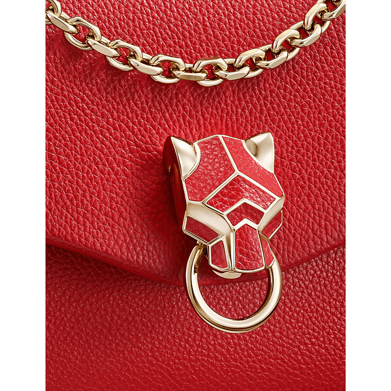 Shop Cartier Panthère De  Mini Leather Cross-body Bag In Red