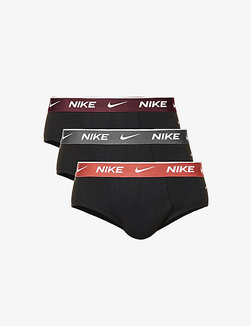 NIKE: Pack of three branded-waistband stretch-cotton briefs