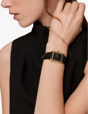 Cartier Multi Coloured Crwgta0160 Tank Louis  18ct Yellow-gold, Sapphire And Leather Quartz Watch In Multi Coloured