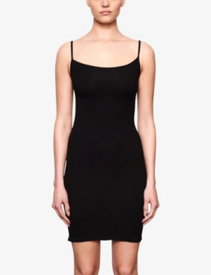 Shop Skims Women's Black Women's Black Soft Lounge Stretch Jersey Mini Dress, Size: In Onyx