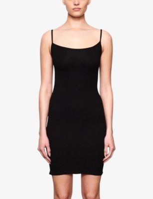 Skims Black Soft Lounge Slip Minidress In Onyx