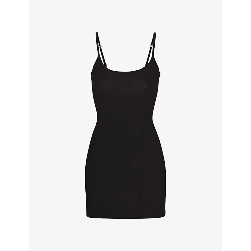 Shop Skims Womens Onyx Soft Lounge Stretch-jersey Mini Dress