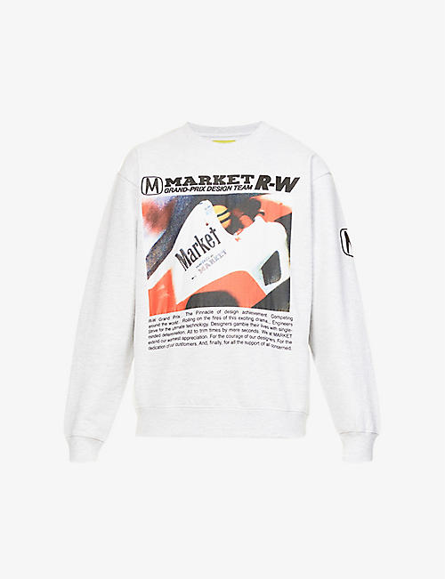 MARKET: Grand Prix graphic-print relaxed-fit cotton-jersey sweatshirt