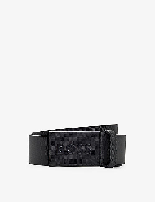 BOSS: Business logo-buckle leather belt