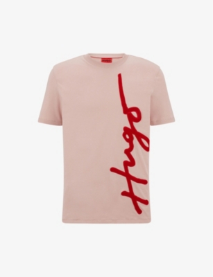 Hugo Logo-print Cotton-jersey T-shirt In Light/pastel Pink