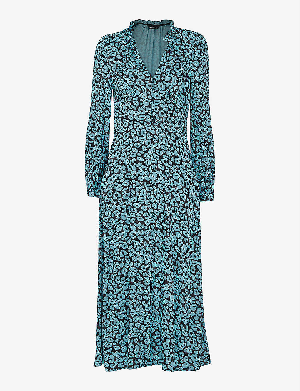 Whistles Leopard Print Midi Dress In Multi-coloured