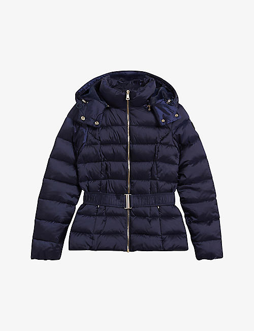 TED BAKER: Abbiiee hooded belted padded shell jacket