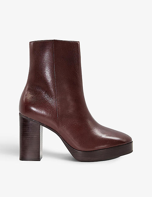 DUNE: Pella heeled platform leather ankle boots