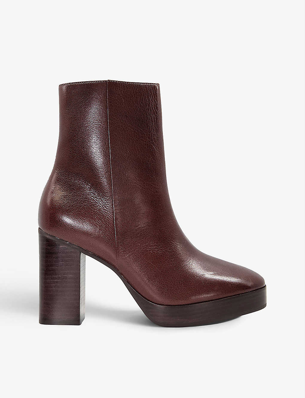 Dune Pella Heeled Platform Leather Ankle Boots In Dark Brown-leather