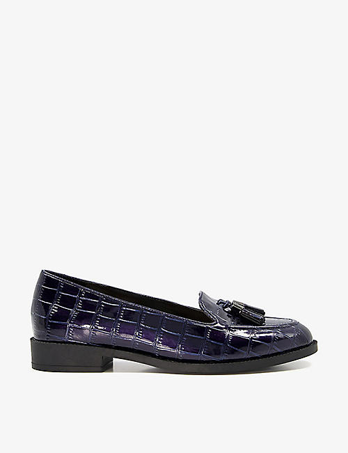 DUNE: Global croc-effect faux-leather loafers