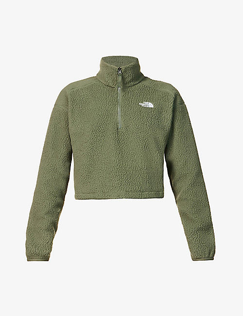 THE NORTH FACE: Logo-embroidered cropped fleece sweatshirt