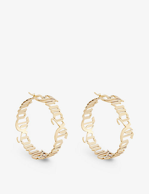 JUICY COUTURE: Olivia logo-embossed gold-tone brass hoop earrings
