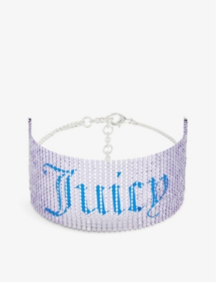 Juicy Couture Womens Blue Sara Logo-embellished Brass Choker Necklace