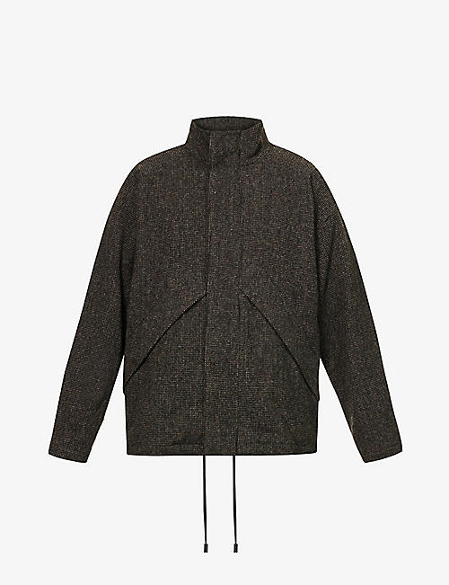 AURALEE: High-neck relaxed-fit wool-tweed jacket
