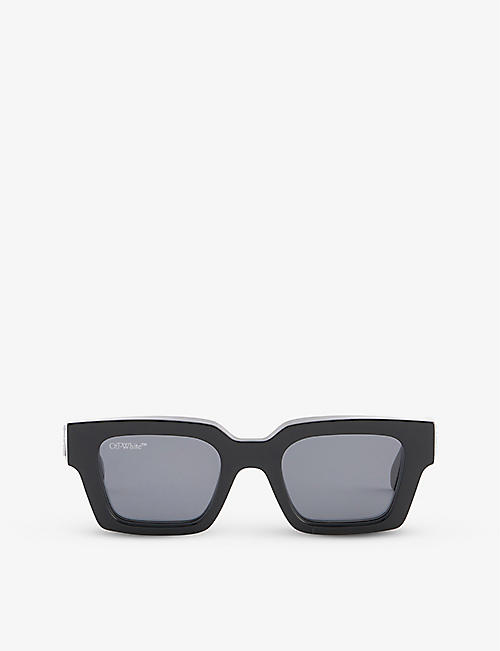 OFF-WHITE C/O VIRGIL ABLOH: Virgil logo-embossed acetate square sunglasses